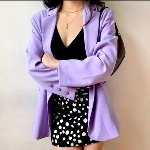 Cute Pastel Purple Loose Blazer